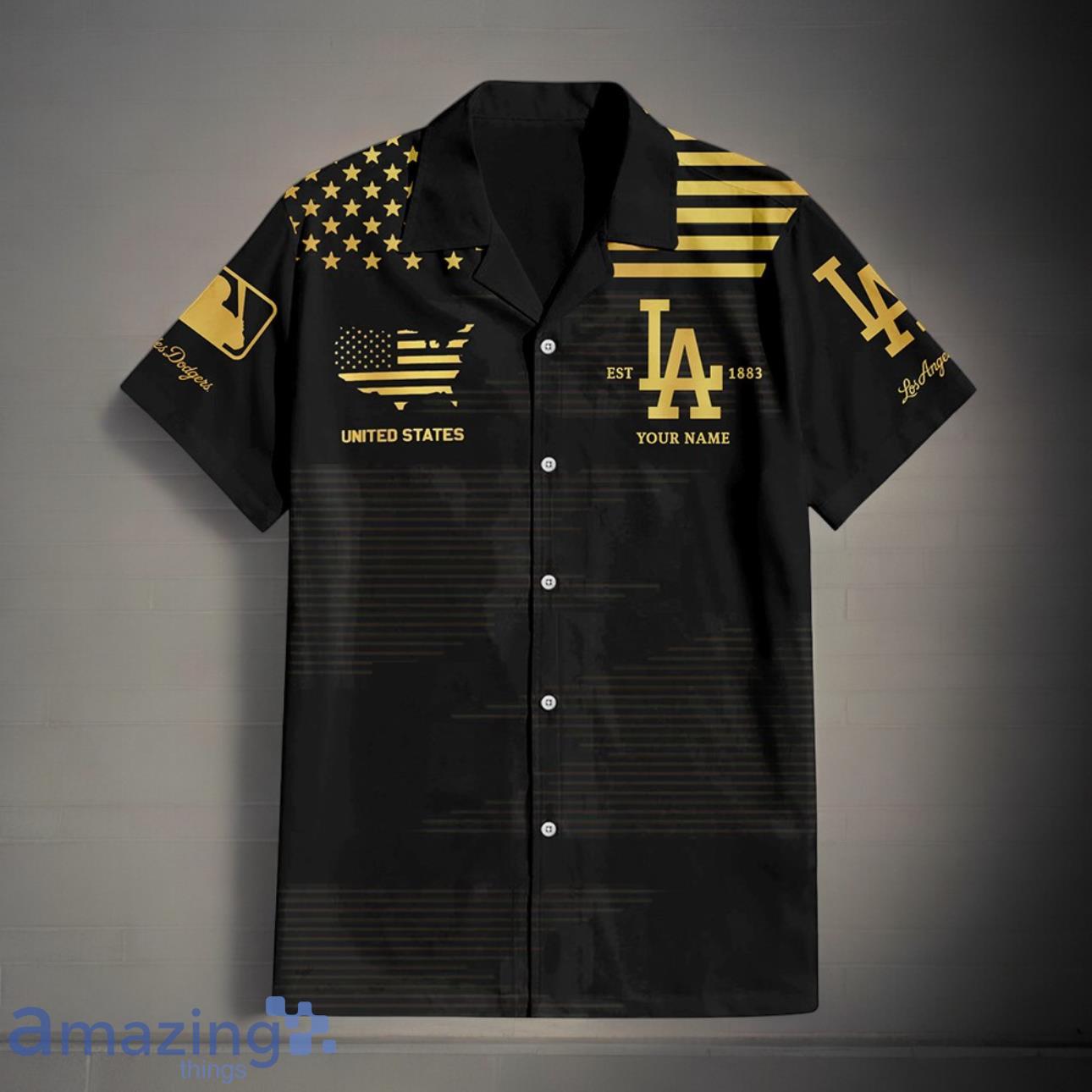 Los Angeles Dodgers MLB Golden Hawaiian Shirt Limited Edition For Fans Custom Number & Name image Los Angeles Dodgers MLB Golden Hawaiian Shirt Limited Edition For Fans Custom Number & Name Product Photo 2