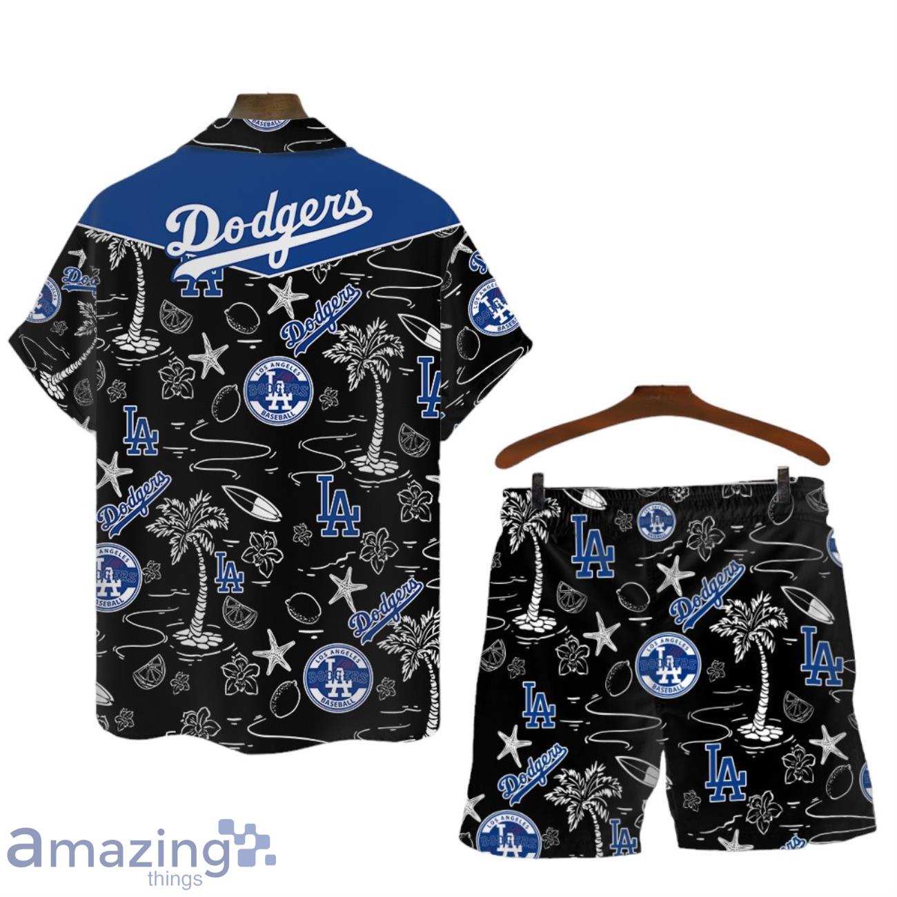 Los Angeles Dodgers MLB Logo Tropical Design Hawaiian Shirt & Short image Los Angeles Dodgers MLB Logo Tropical Design Hawaiian Shirt & Short Product Photo 2