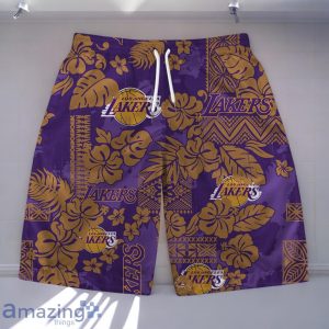 Los Angeles Lakers Team Logo Pattern Retro Magic Hawaiian Shirt And Short Product Photo 3