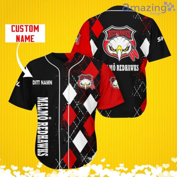 Malmo Redhawks Sports Logo Jersey Baseball Shirt Custom Name With Diamond Brush Pattern For Men And Women Product Photo 1