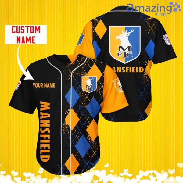 Mansfield Town Sports Logo Jersey Baseball Shirt Custom Name With Diamond Brush Pattern For Men And Women Product Photo 1