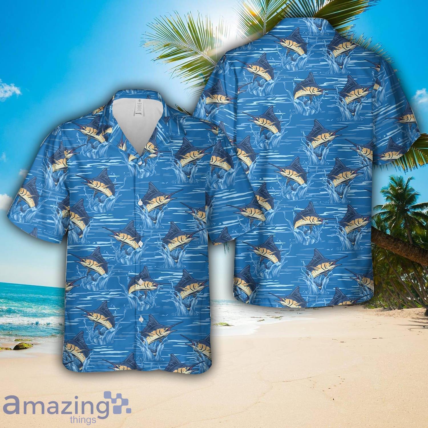 Marlin fishing Hawaiian Shirt 3D Printed Button Shirt image Marlin fishing Hawaiian Shirt 3D Printed Button Shirt Product Photo 1
