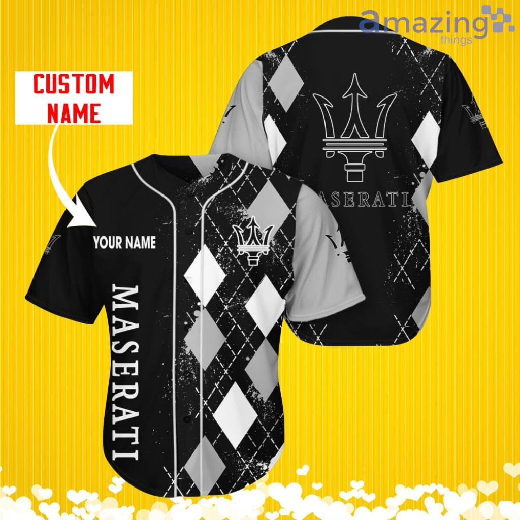 Maserati Sports Logo Jersey Baseball Shirt Custom Name With Diamond Brush Pattern For Men And Women image Maserati Sports Logo Jersey Baseball Shirt Custom Name With Diamond Brush Pattern For Men And Women Product Photo 2
