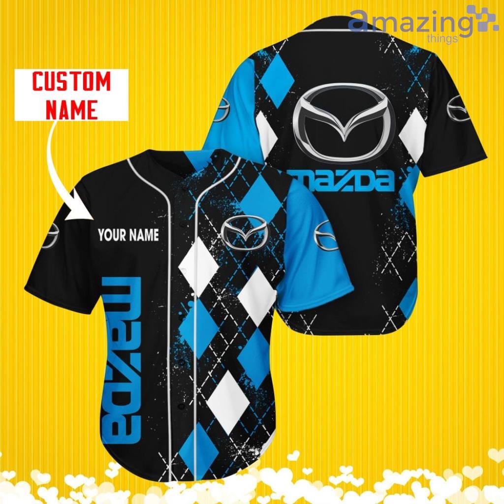 Mazda Sports Logo Jersey Baseball Shirt Custom Name With Diamond Brush Pattern For Men And Women image Mazda Sports Logo Jersey Baseball Shirt Custom Name With Diamond Brush Pattern For Men And Women Product Photo 1