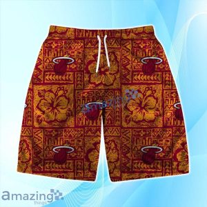Miami Heat NBA Aloha Tiki Hawaiian Shirt & Short Summer Beach Product Photo 3