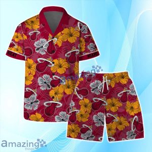Miami Heat NBA Logo Hawaiian Shirt & Short Summer Beach Vintage Product Photo 1