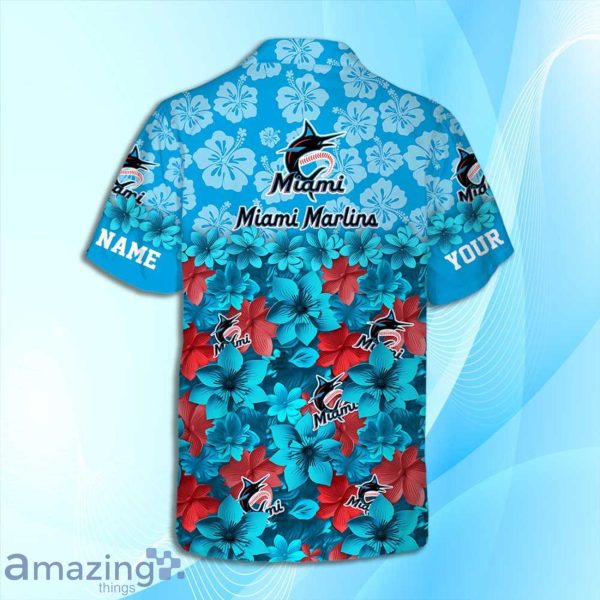 Miami Marlins MLB Flower Hawaiian Shirt And Short Custom Name For Fans Product Photo 4