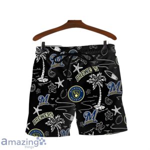 Milwaukee Brewers MLB Logo Tropical Design Hawaiian Shirt & Short image Milwaukee Brewers MLB Logo Tropical Design Hawaiian Shirt & Short Product Photo 3