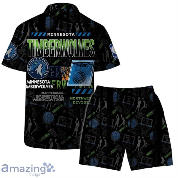 Minnesota Timberwolves NBA Logo Basketball Street Style Design Hawaiian Shirt & Short Product Photo 2