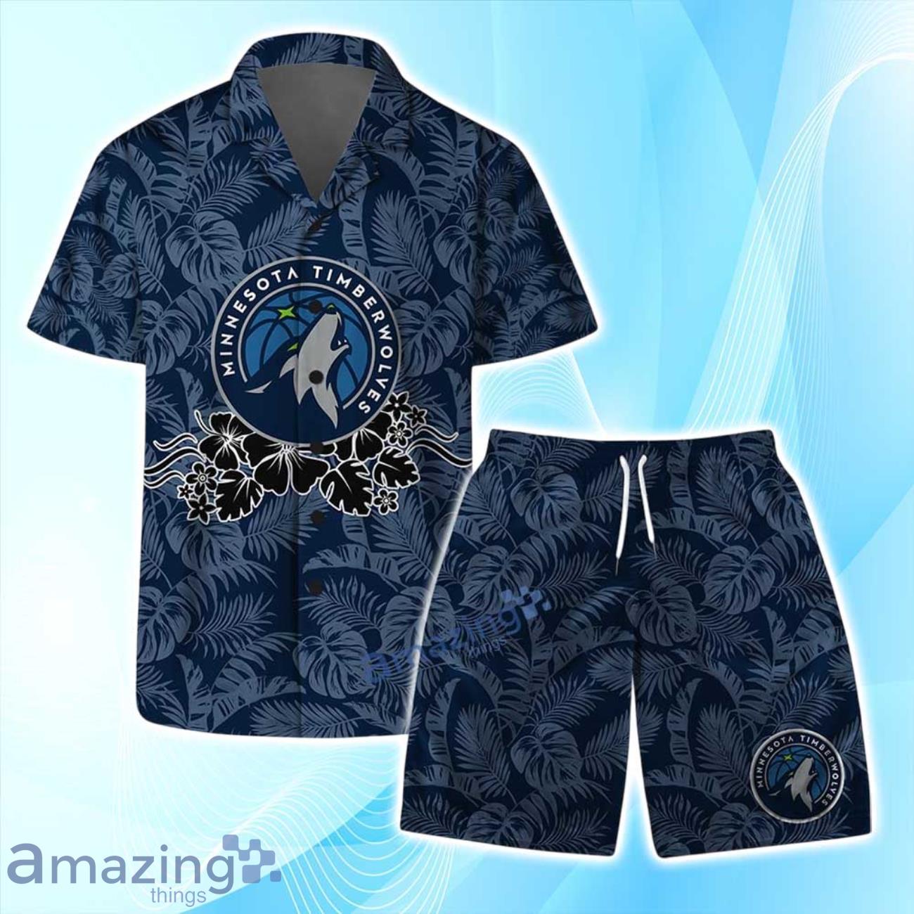Minnesota Timberwolves NBA Team Logo Basketball Aloha Design Hawaiian Shirt & Short Product Photo 1