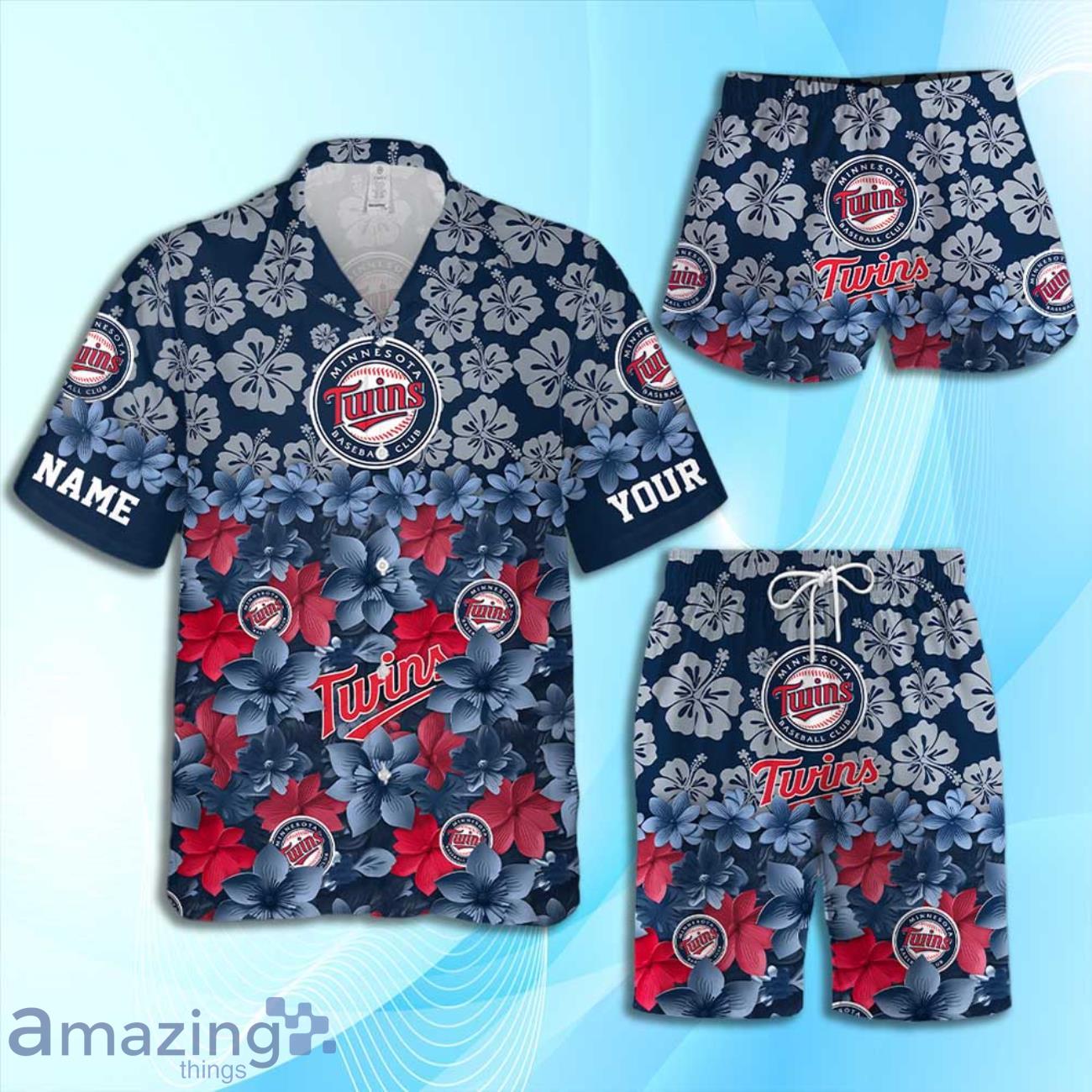 Minnesota Twins MLB Flower Hawaiian Shirt And Short Custom Name For Fans Product Photo 1