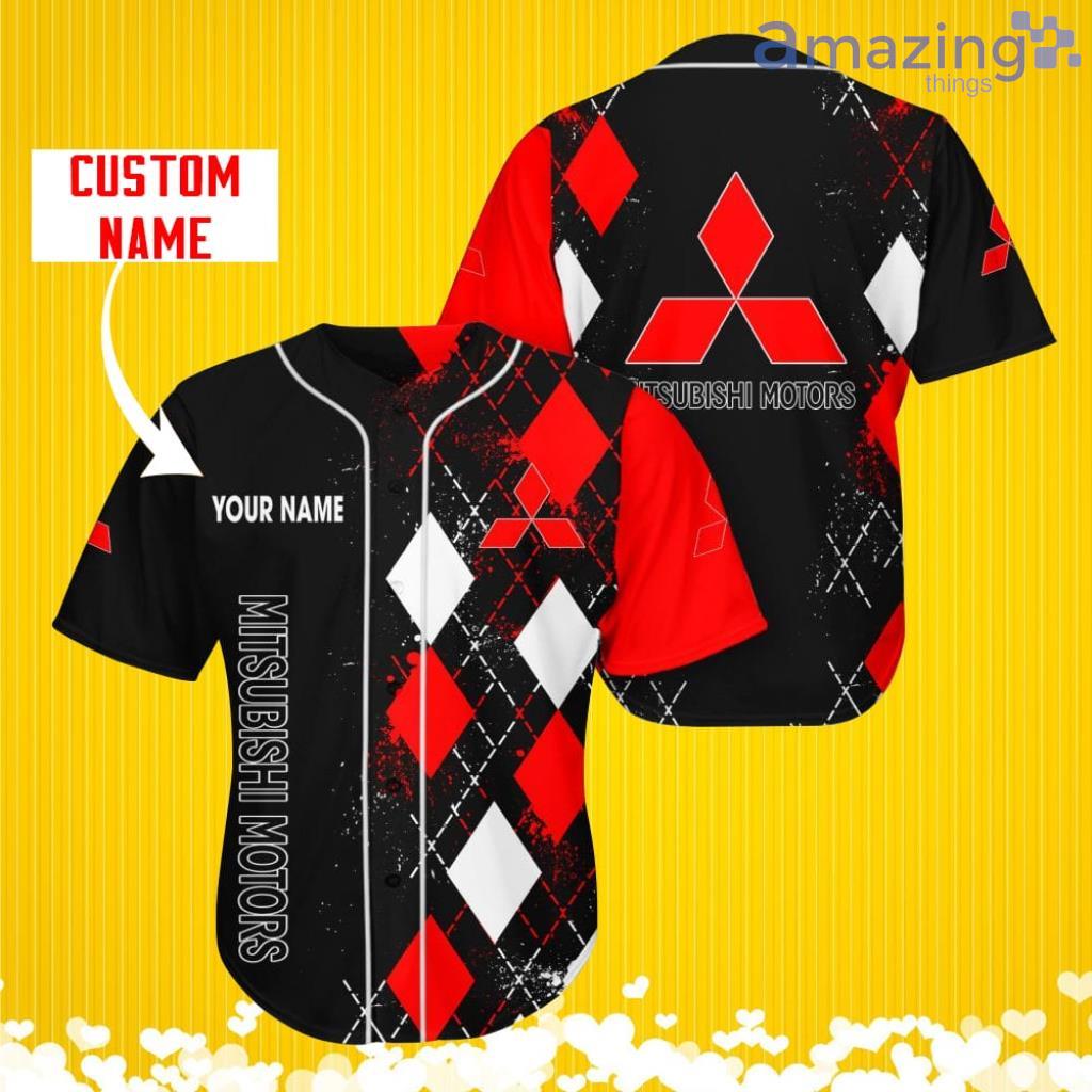 Mitsubishi Sports Logo Jersey Baseball Shirt Custom Name With Diamond Brush Pattern For Men And Women image Mitsubishi Sports Logo Jersey Baseball Shirt Custom Name With Diamond Brush Pattern For Men And Women Product Photo 1