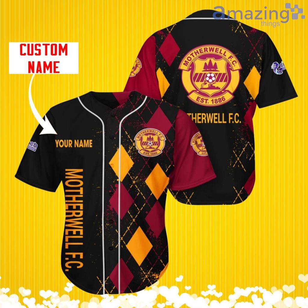 Motherwell F.C. Sports Logo Jersey Baseball Shirt Custom Name With Diamond Brush Pattern For Men And Women image Motherwell F.C. Sports Logo Jersey Baseball Shirt Custom Name With Diamond Brush Pattern For Men And Women Product Photo 2