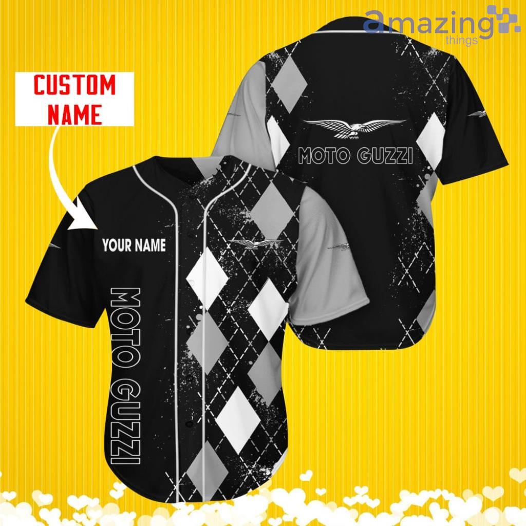 Moto Guzzi Sports Logo Jersey Baseball Shirt Custom Name With Diamond Brush Pattern For Men And Women image Moto Guzzi Sports Logo Jersey Baseball Shirt Custom Name With Diamond Brush Pattern For Men And Women Product Photo 1