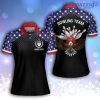 Personalized Eagle American Flag, Black Blue Polo Shirt