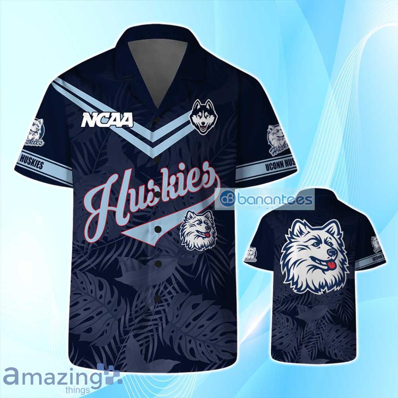 NCAA Uconn Huskies 3D Hawaiian Shirt Team Logo On Back For Fans Product Photo 1