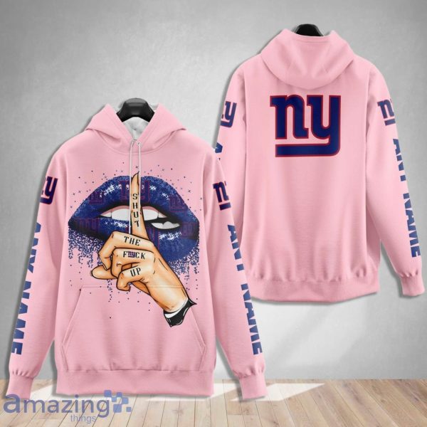 New York Giants Custom Name Shut The F Up Pink 3D Hoodie Shirt Product Photo 1