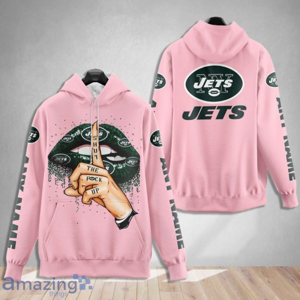 New York Jets Custom Name Shut The F Up Pink 3D Hoodie Shirt Product Photo 1