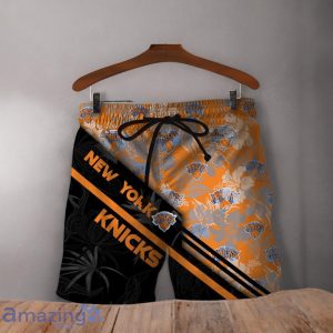 New York Knicks Logo Flower Pattern Hawaiian Shirt & Short Product Photo 3