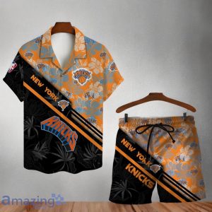 New York Knicks Logo Flower Pattern Hawaiian Shirt & Short Product Photo 1