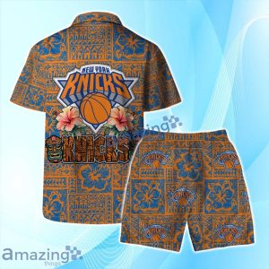 New York Knicks NBA Aloha Tiki Hawaiian Shirt & Short Summer Beach Product Photo 2