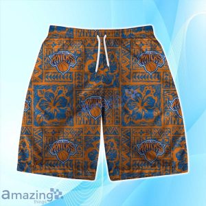 New York Knicks NBA Aloha Tiki Hawaiian Shirt & Short Summer Beach Product Photo 3