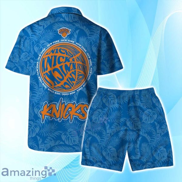 New York Knicks NBA Team Logo Basketball Aloha Design Hawaiian Shirt & Short Product Photo 2