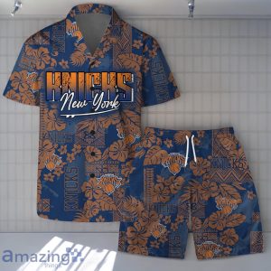 New York Knicks Team Logo Pattern Retro Magic Hawaiian Shirt And Short Product Photo 1