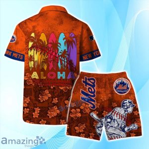 New York Mets MLB Flower 3D Aloha Summer Hawaiian Shirt & Short image New York Mets MLB Flower 3D Aloha Summer Hawaiian Shirt & Short Product Photo 2