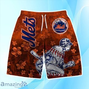 New York Mets MLB Flower 3D Aloha Summer Hawaiian Shirt & Short Product Photo 3