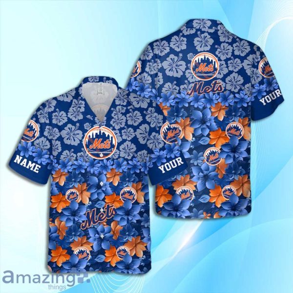 New York Mets MLB Flower Hawaiian Shirt And Short Custom Name For Fans Product Photo 2