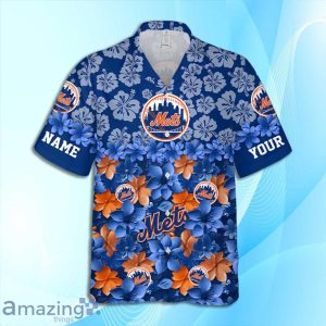 New York Mets MLB Flower Hawaiian Shirt And Short Custom Name For Fans image New York Mets MLB Flower Hawaiian Shirt And Short Custom Name For Fans Product Photo 3