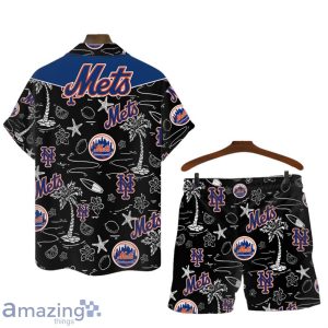 New York Mets MLB Logo Tropical Design Hawaiian Shirt & Short Product Photo 2