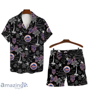 New York Mets MLB Logo Tropical Design Hawaiian Shirt & Short Product Photo 1