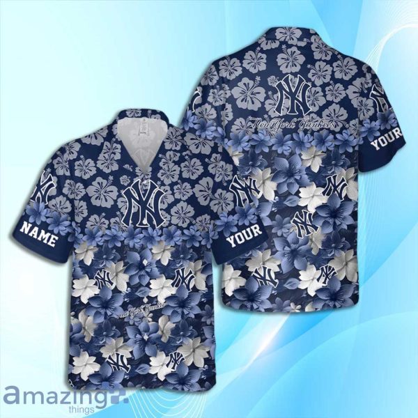 New York Yankees MLB Flower Hawaiian Shirt And Short Custom Name For Fans Product Photo 2