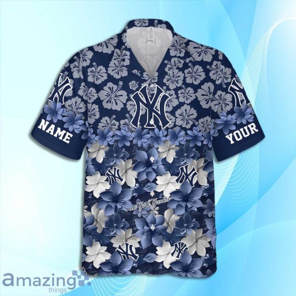 New York Yankees MLB Flower Hawaiian Shirt And Short Custom Name For Fans Product Photo 3