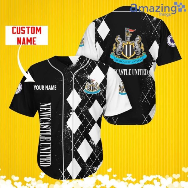 Newcastle United F.C Sports Logo Jersey Baseball Shirt Custom Name With Diamond Brush Pattern For Men And Women Product Photo 1