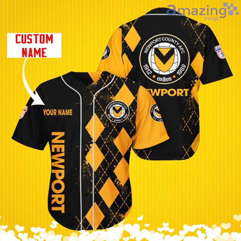 Newport County Sports Logo Jersey Baseball Shirt Custom Name With Diamond Brush Pattern For Men And Women image Newport County Sports Logo Jersey Baseball Shirt Custom Name With Diamond Brush Pattern For Men And Women Product Photo 1