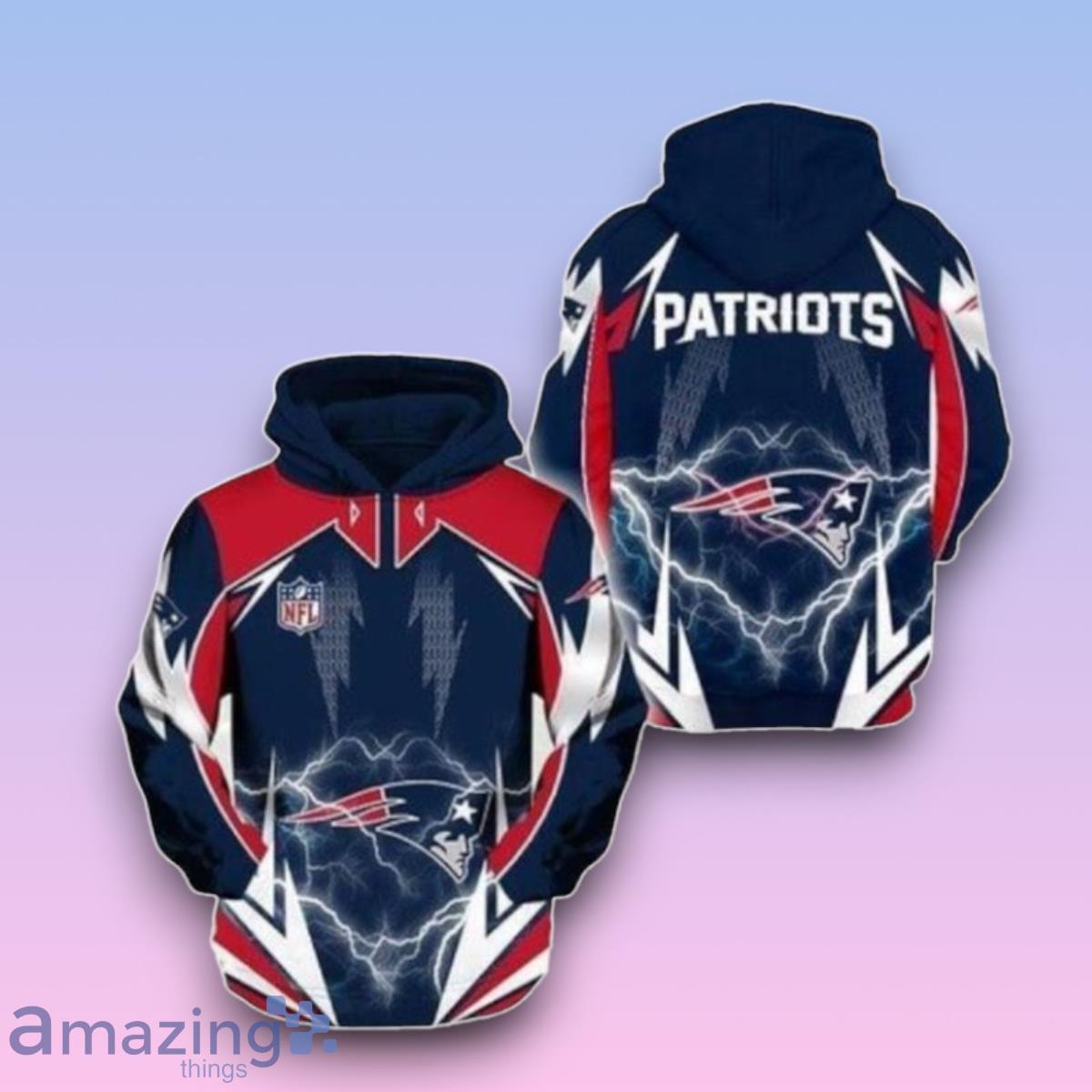 Nfl New England Patriots Lightning 3D Hoodie Best Gift image Nfl New England Patriots Lightning 3D Hoodie Best Gift Product Photo 1