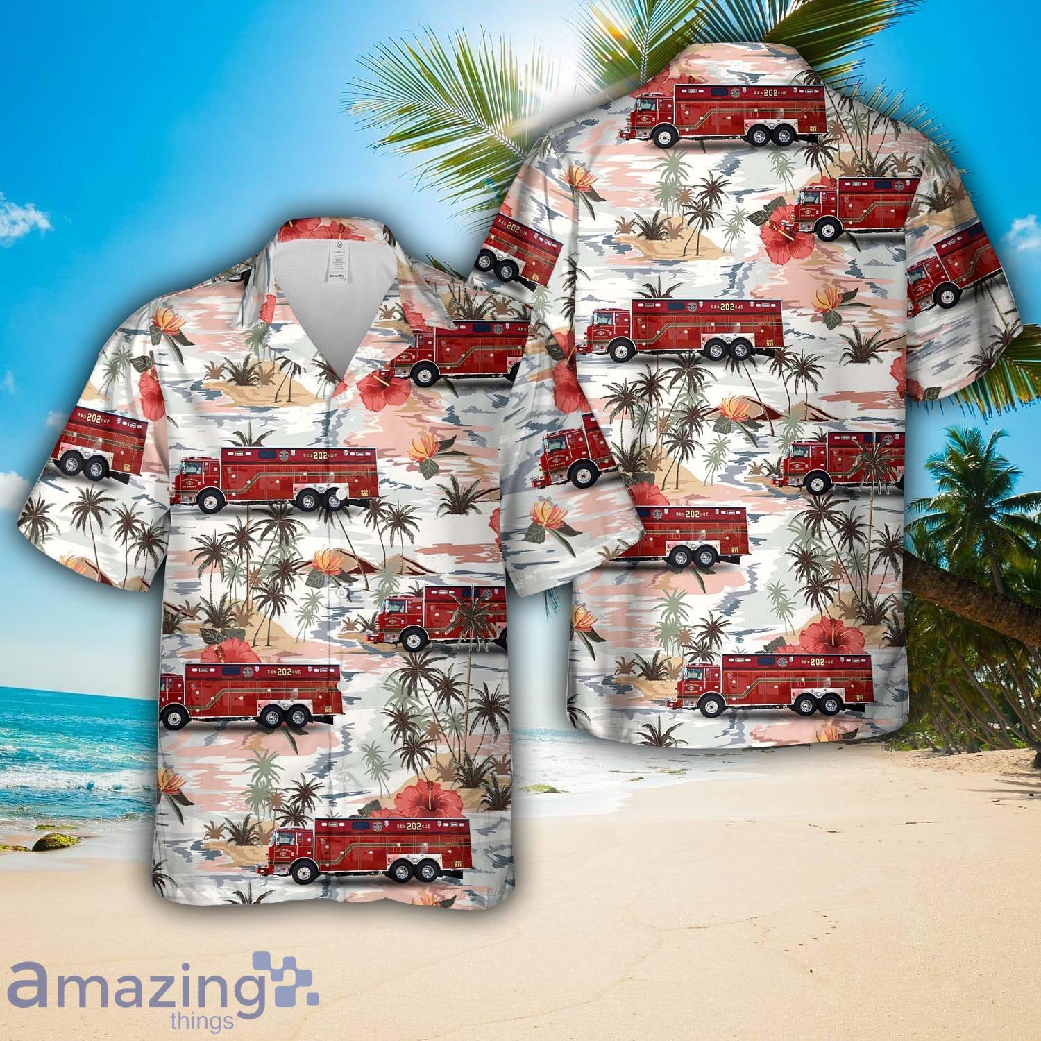 North Charleston, South Carolina, North Charleston Fire Department Rescue 202 Hawaiian Shirt 3D Printed Button Shirt image North Charleston, South Carolina, North Charleston Fire Department Rescue 202 Hawaiian Shirt 3D Printed Button Shirt Product Photo 1