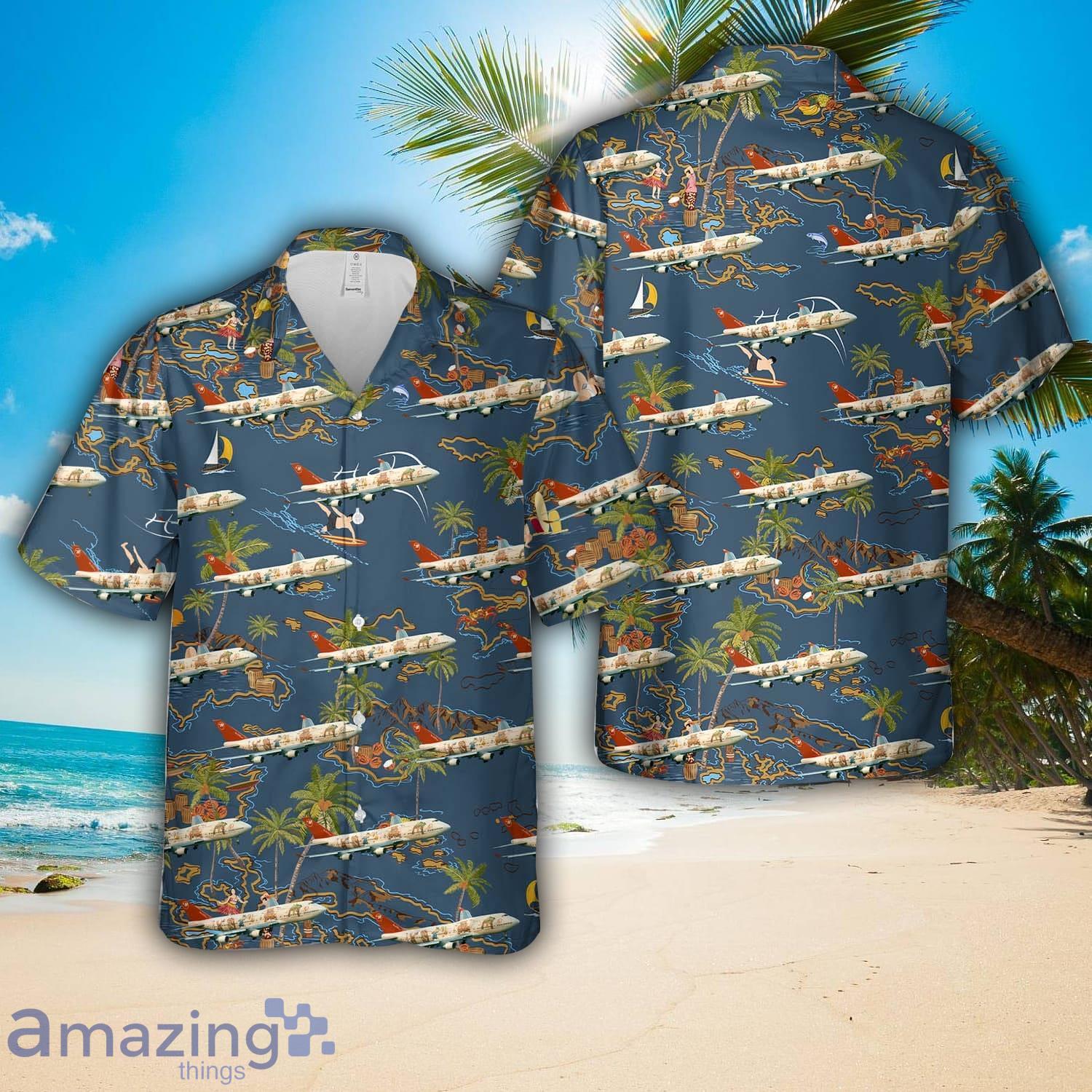 Northwest Airlines Boeing 747 400 N670US World Plane livery Hawaiian Shirt 3D Printed Button Shirt image Northwest Airlines Boeing 747-400 N670US World Plane livery Hawaiian Shirt 3D Printed Button Shirt Product Photo 1