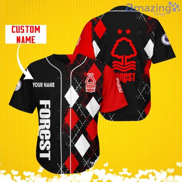 Nottingham Forest F.C Sports Logo Jersey Baseball Shirt Custom Name With Diamond Brush Pattern For Men And Women Product Photo 1