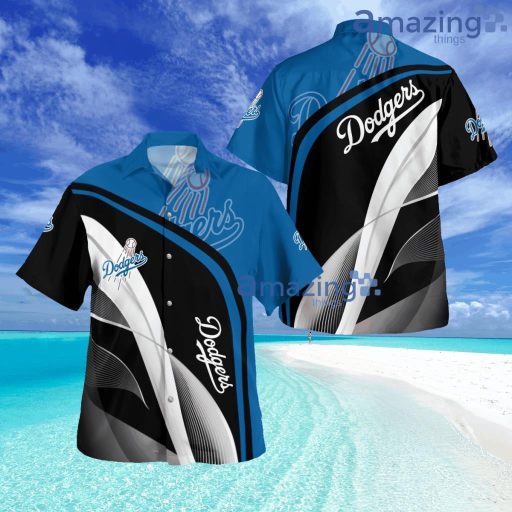 Los Angeles Dodgers Primary Logo 3d Print Button Down Tropical Hawaiian Shirt image Los Angeles Dodgers Primary Logo 3d Print Button Down Tropical Hawaiian Shirt Product Photo 1