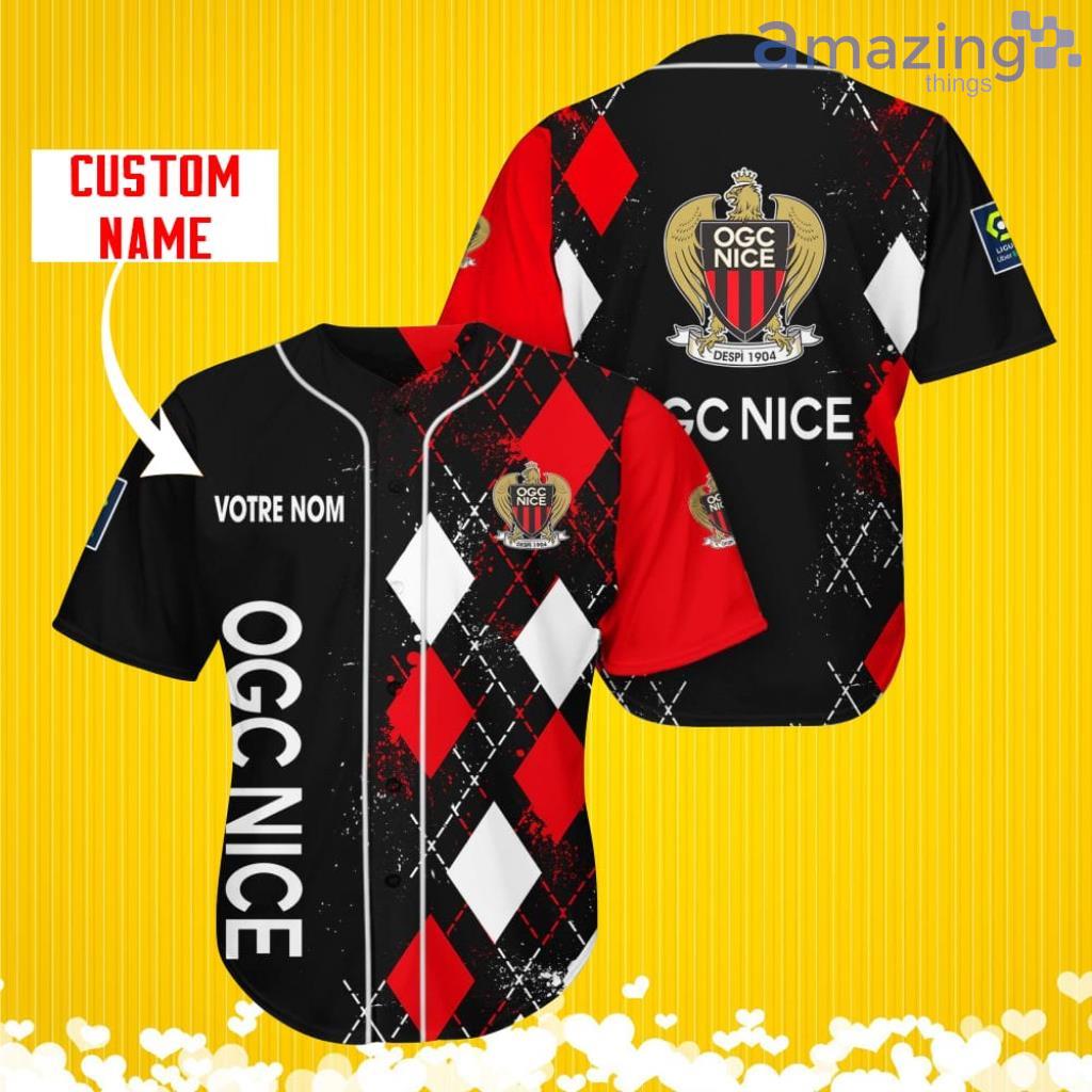 OGC Nice Sports Logo Jersey Baseball Shirt Custom Name With Diamond Brush Pattern For Men And Women image OGC Nice Sports Logo Jersey Baseball Shirt Custom Name With Diamond Brush Pattern For Men And Women Product Photo 1