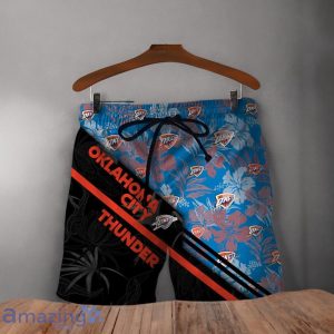 Oklahoma City Thunder Logo Flower Pattern Hawaiian Shirt & Short image Oklahoma City Thunder Logo Flower Pattern Hawaiian Shirt & Short Product Photo 3