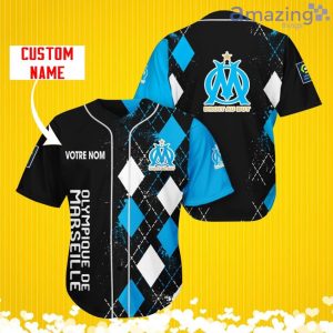 Olympique de Marseille Sports Logo Jersey Baseball Shirt Custom Name With Diamond Brush Pattern For Men And Women Product Photo 3