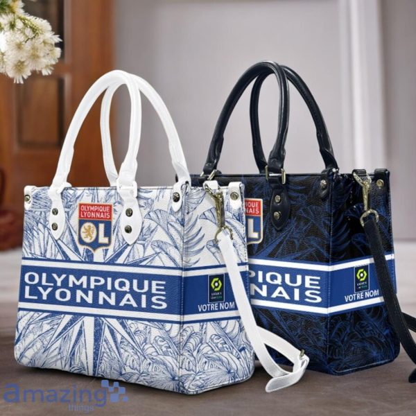 Olympique Lyonnais Leather Handbag Custom Name Gift For Women Product Photo 1