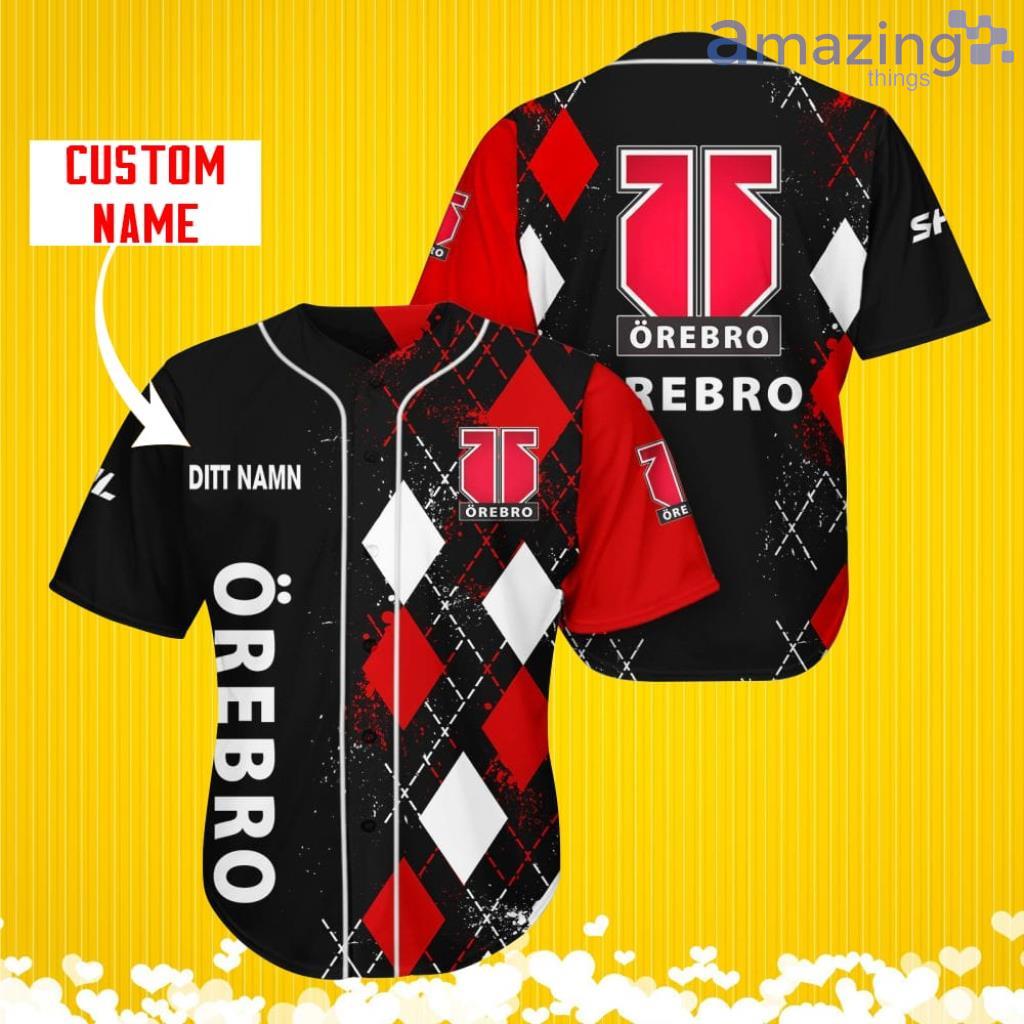 Orebro HK Sports Logo Jersey Baseball Shirt Custom Name With Diamond Brush Pattern For Men And Women image Orebro HK Sports Logo Jersey Baseball Shirt Custom Name With Diamond Brush Pattern For Men And Women Product Photo 1
