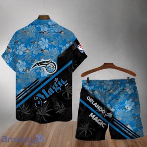 Orlando Magic Logo Flower Pattern Hawaiian Shirt & Short Product Photo 2