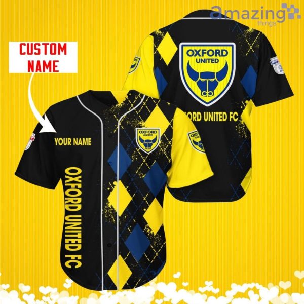 Oxford United F.C Sports Logo Jersey Baseball Shirt Custom Name With Diamond Brush Pattern For Men And Women Product Photo 2